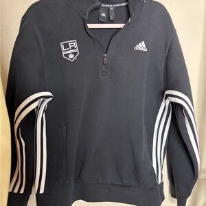 adidas Black LA Kings Quarter-Zip Pullover